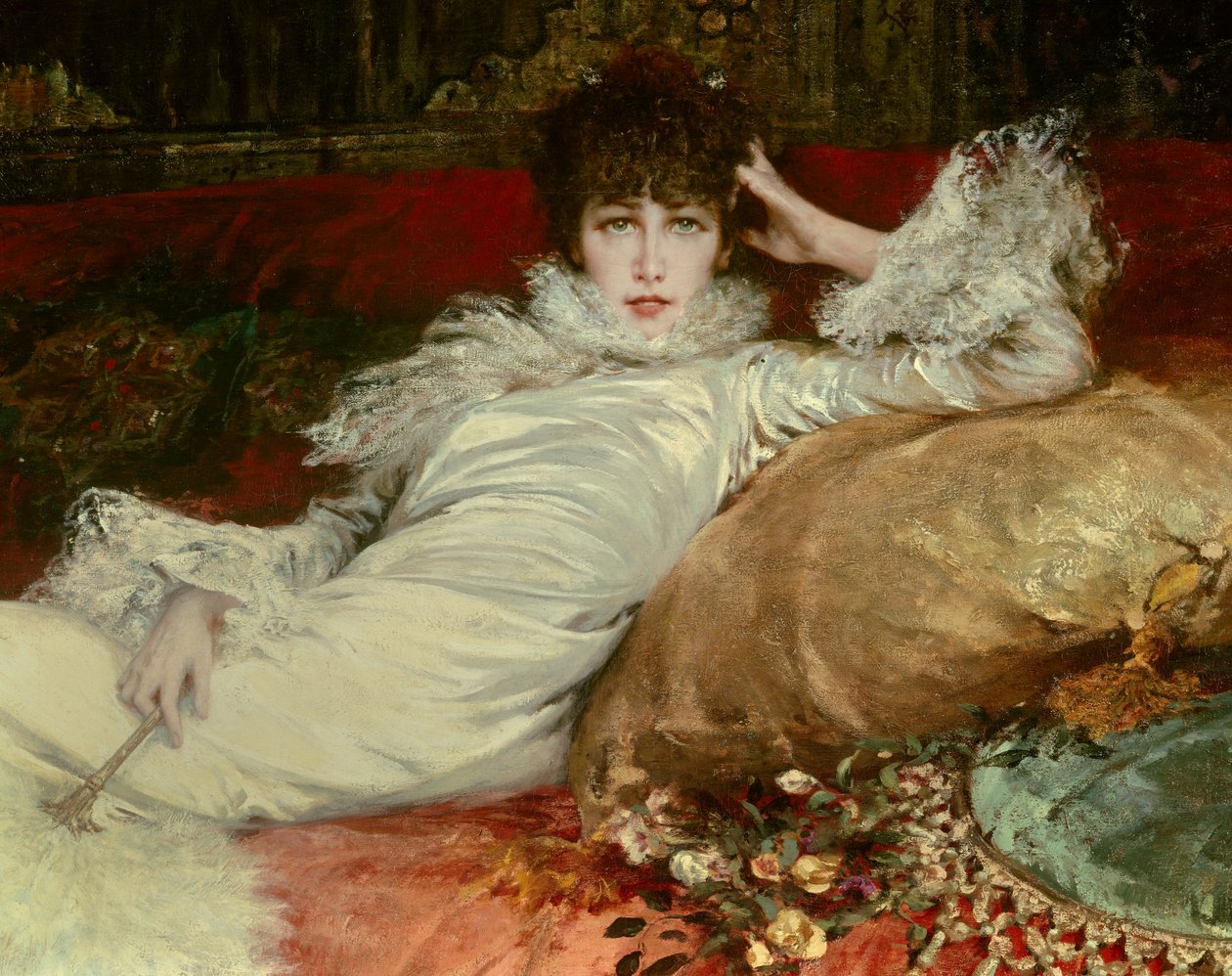 Retrato da comediante Sarah-Henriette Bernard chamada Sarah Bernhardt (1844-1923). de Georges Clairin