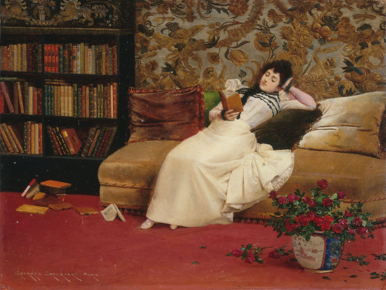 Leitura, c.1890 (óleo sobre tela) de Georges Croegaert