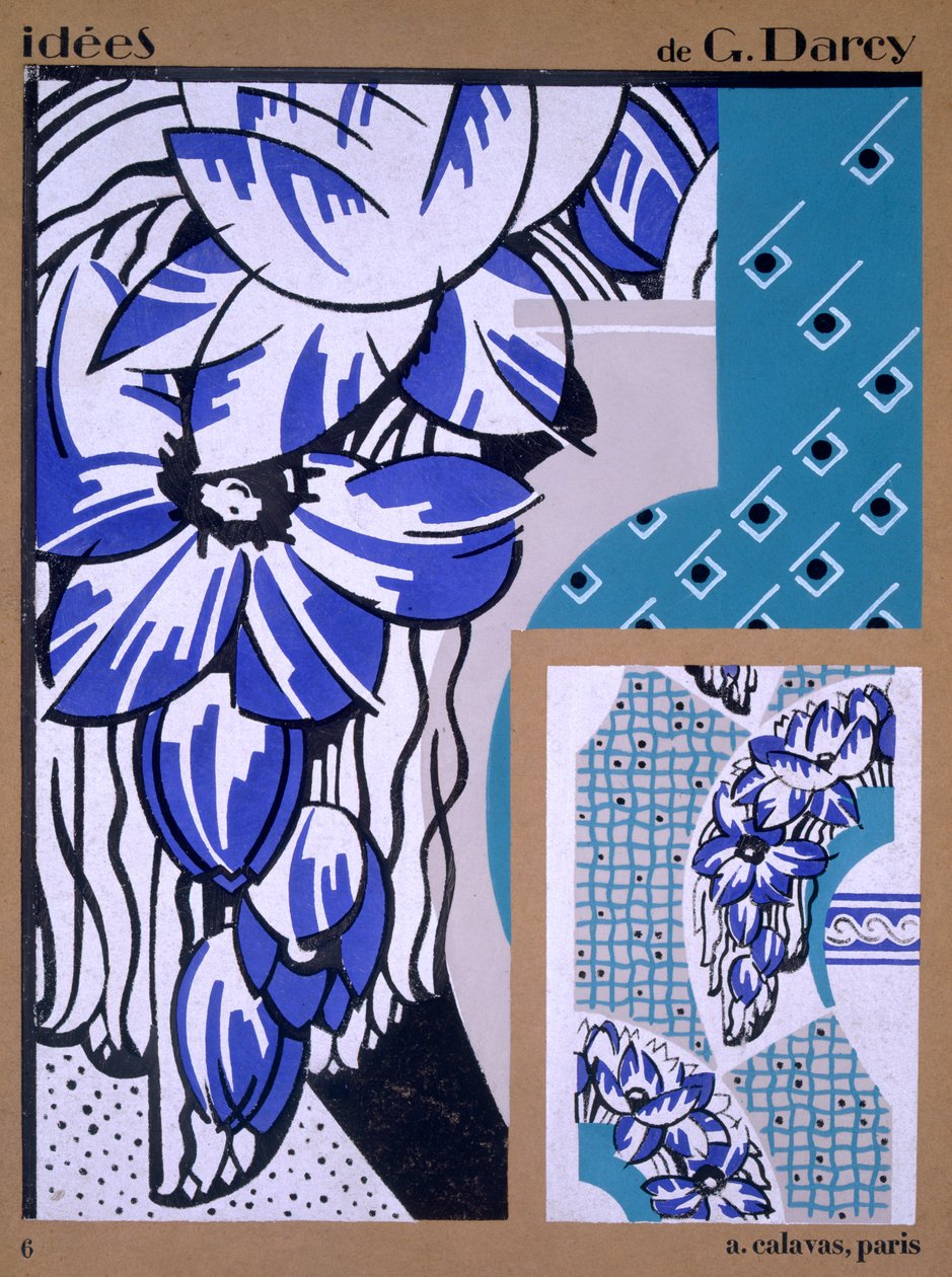 Design de papel de parede, de Idees, publicado por A. Calavas, Paris, c.1925 de Georges Darcy