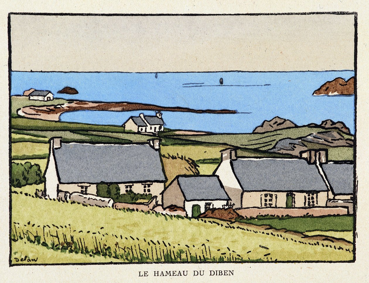 A aldeia de Diben - em "Sur les chemins de France" por Georges Delaw (1871-1938) de Georges Delaw