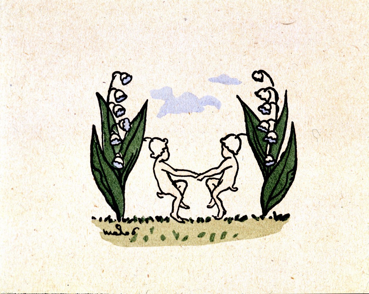Cordões de lírios do vale e duendes dançantes - em "Sur les chemins de France" de Georges Delaw de Georges Delaw