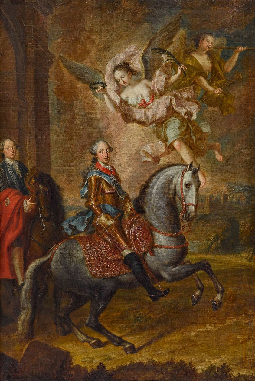 Maximiliano III Joseph, Eleitor da Baviera, a cavalo (óleo sobre tela) de Georges Desmarées