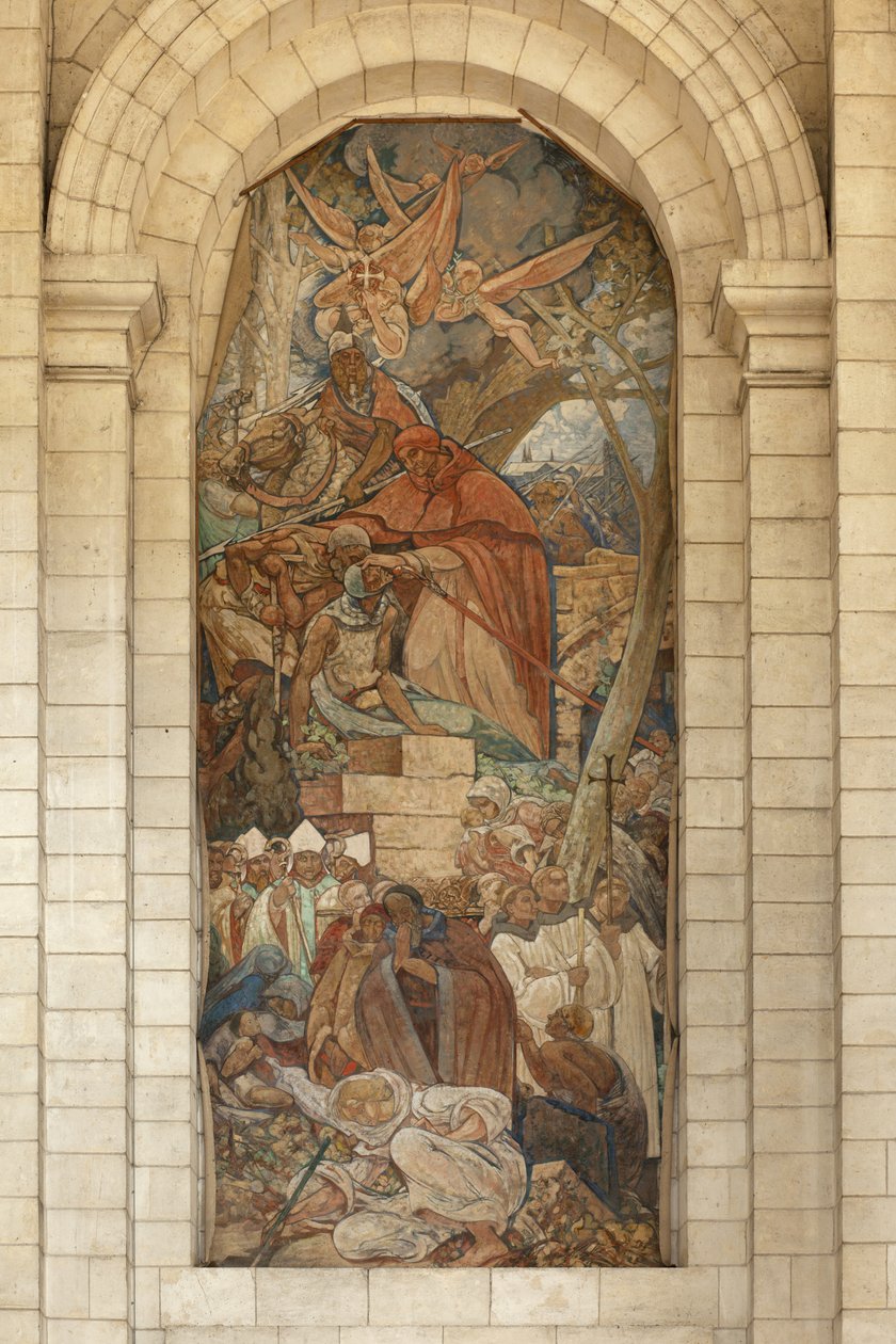 Catedral. Antiga igreja da abadia (Abbaye Saint-Vaast). Interior. Transepto Sul. Pintura de parede. de Georges Desvallieres