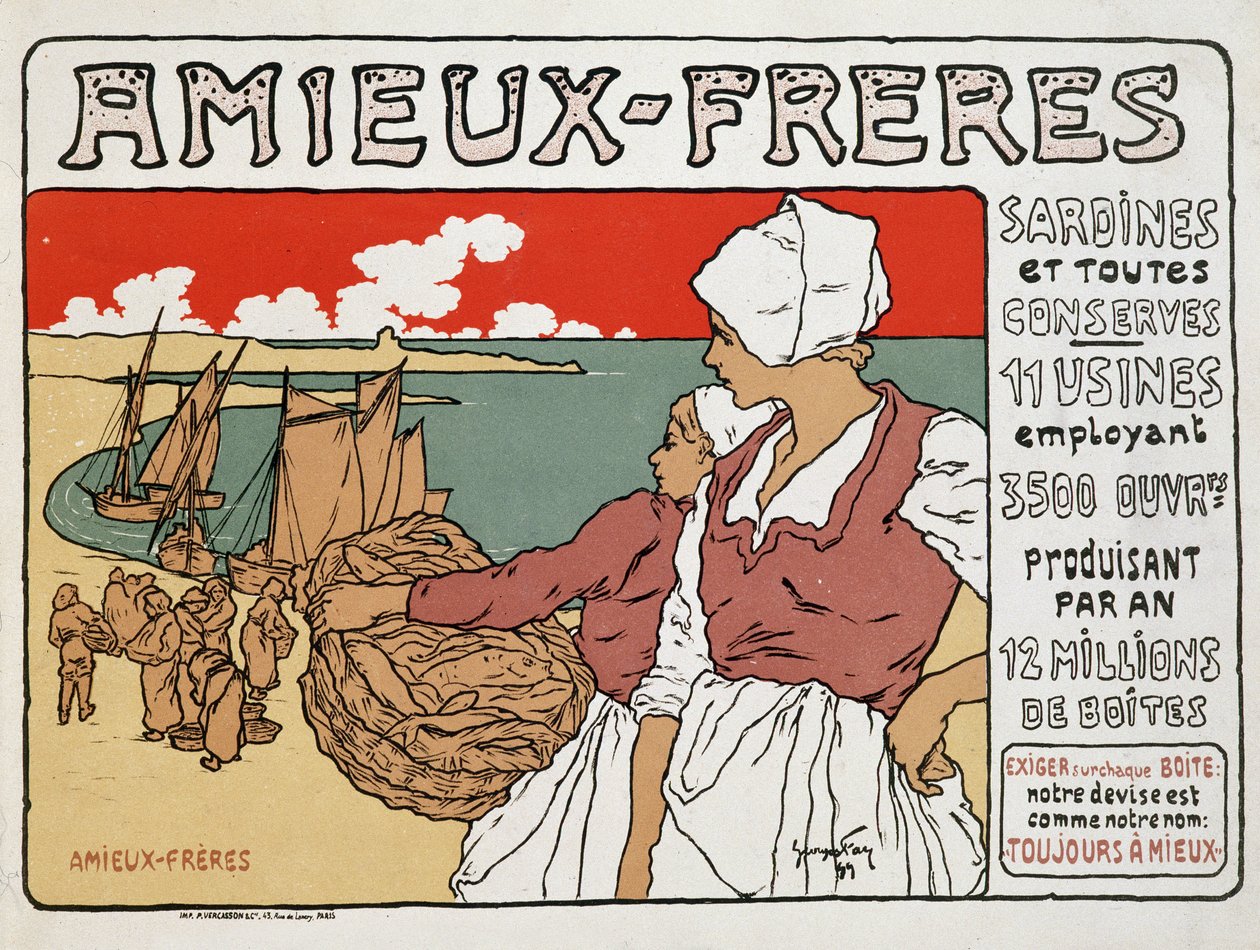 Publicidade para sardinhas e conservas Amieux-Frères, por Georges Fay de Georges Fay