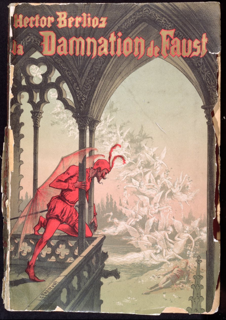 Capa para a partitura de &39;The Damnation of Faust&39;, de Hector Berlioz (1803-69) de Georges Fraipont