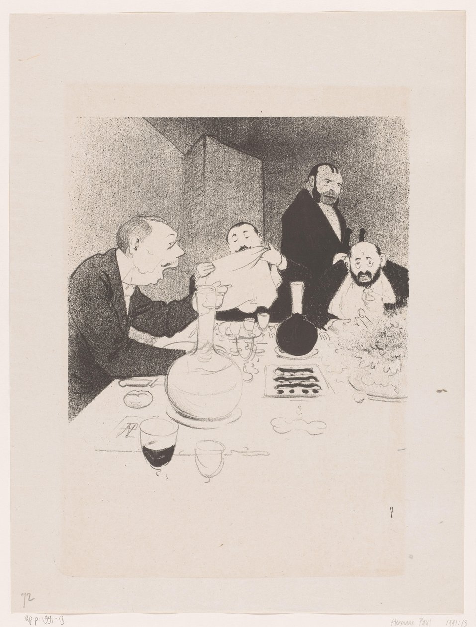 Mannen aan tafel tijdens een diner Ele é condecorado e seus amigos lhe oferecem um banquete (título original) Os grandes espetáculos da natureza; a vida de Mr. Any (título original da série) de Georges Hermann Rene Paul