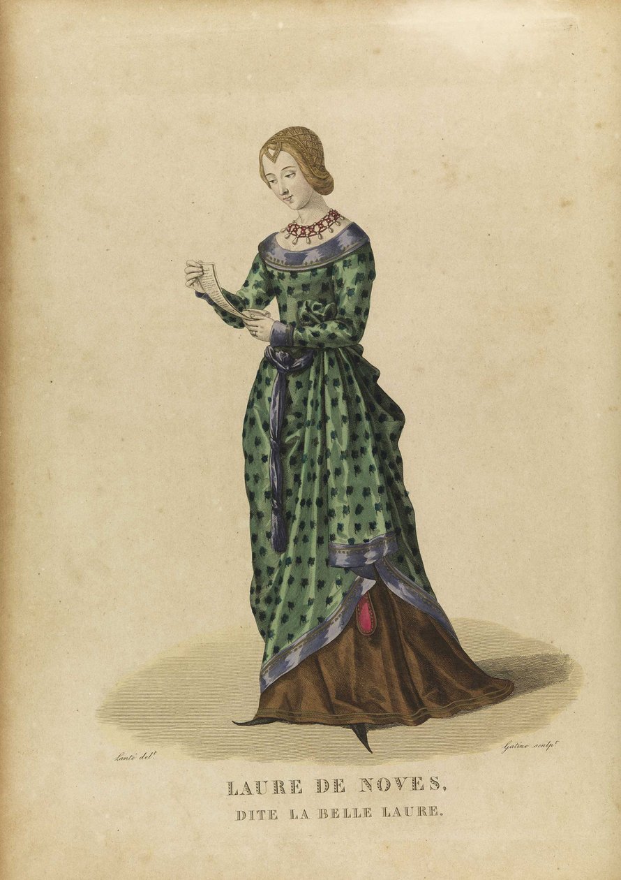 Laure de Sade - Laura de Noves (1310-1348) - Gatine, Georges Jacques (1773-1831) - final do séc. - Água-forte, aquarela - Coleção particular de Georges Jacques Gatine