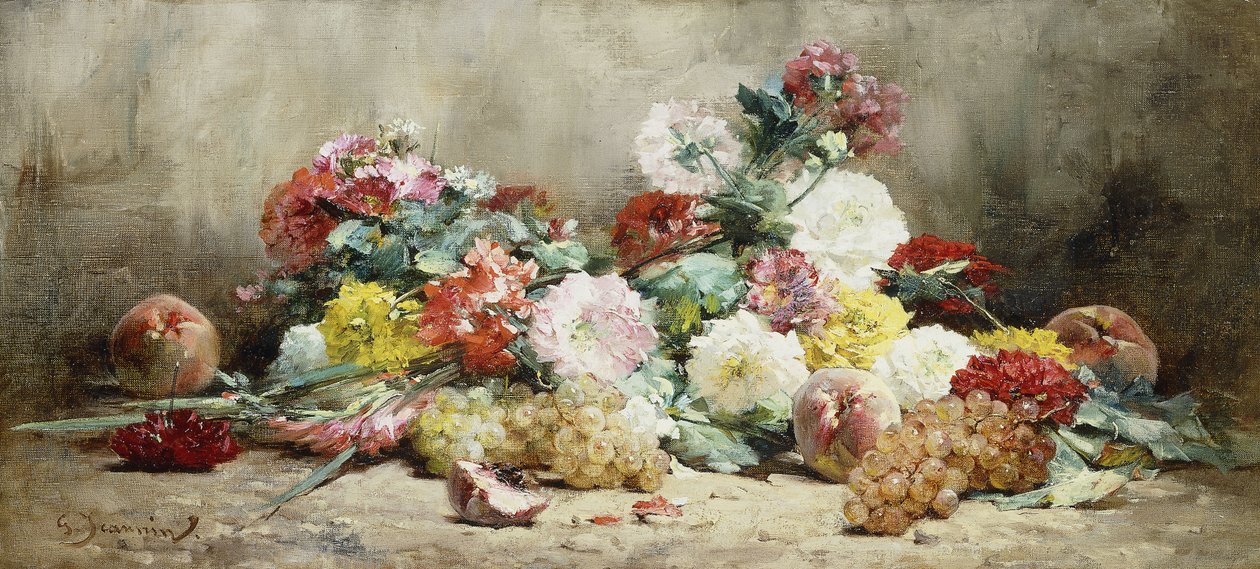 Cravos, rosas, uvas e pêssegos, de Georges Jeannin