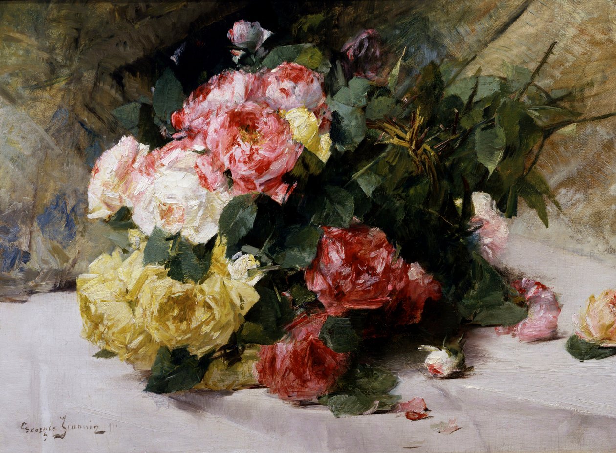 O ramo de rosas. Pintura de Georges Jeannin (1841-1925) Coleção particular. de Georges Jeannin