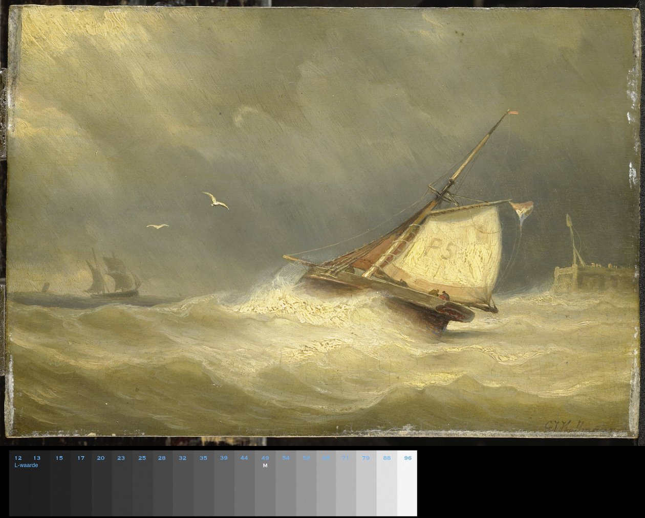Mar agitado com embarcações à vela de Georges Johannes Hoffmann