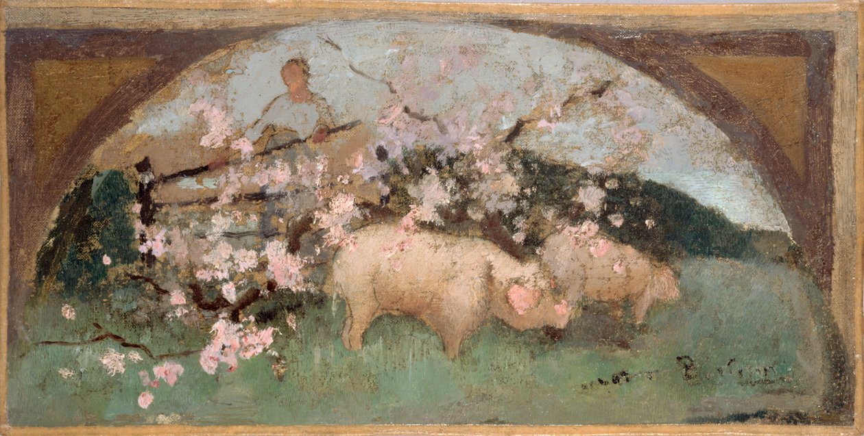 Esboço da sala de jantar do Hôtel de Ville de Paris: La viande de porc de Georges Jules Bertrand