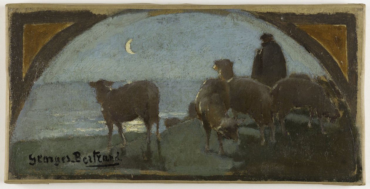 Esboço para a sala de jantar do Hôtel de Ville de Paris: La viande de mouton, ca. 1893 (óleo sobre tela) de Georges Jules Bertrand