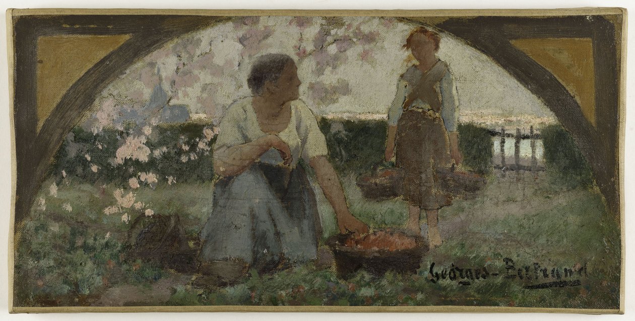Esboço para a sala de jantar do Hôtel de Ville de Paris: Les fraises, ca. 1893 (óleo sobre tela) de Georges Jules Bertrand