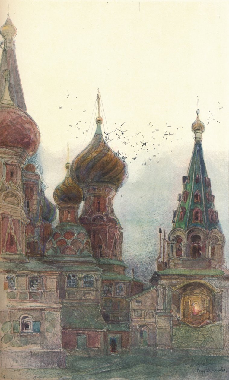 A Igreja de Vasili Blazhenni, Moscou, c1900, 1905 de Georges Kossiakoff