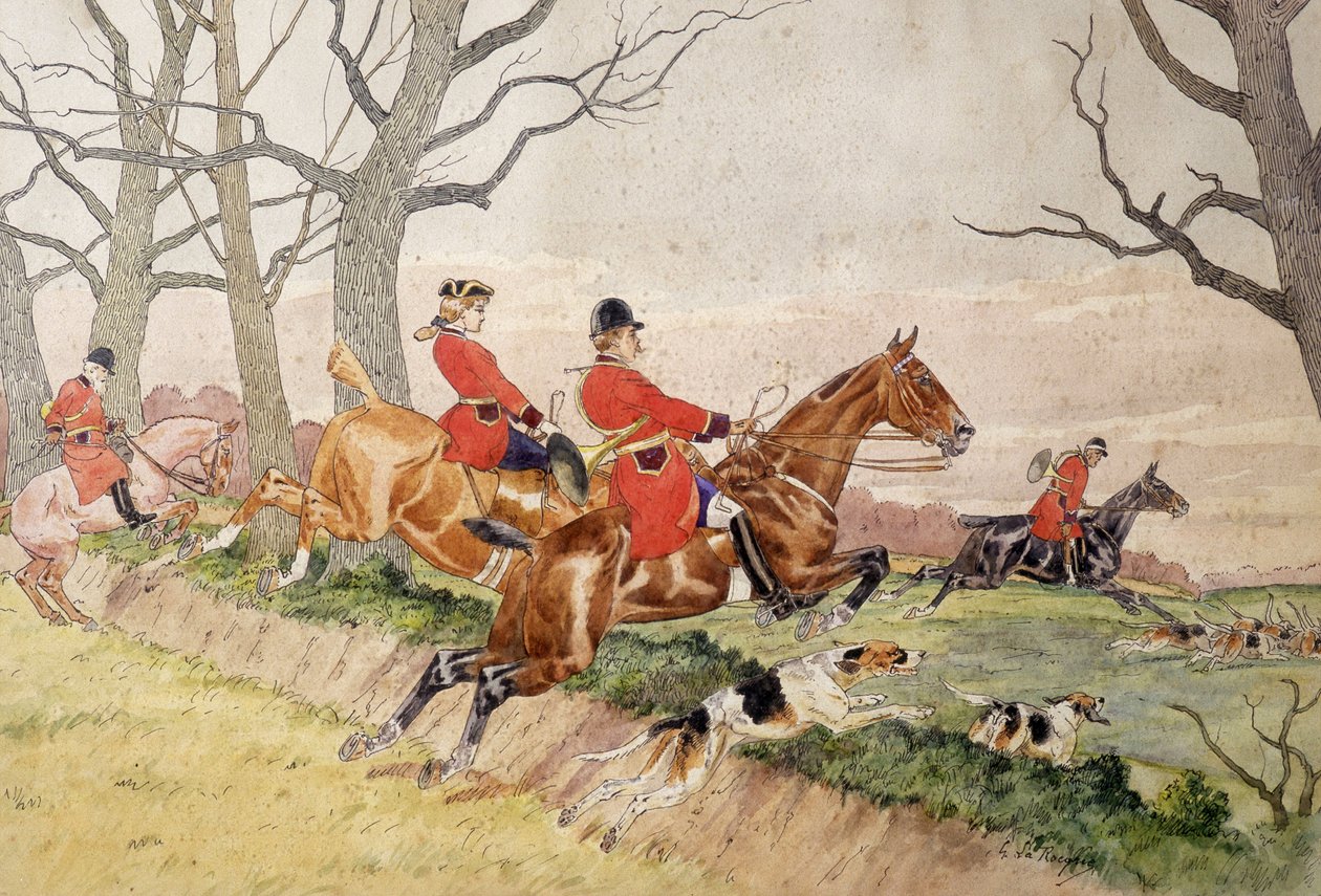 Caça - desenho de Georges La Roque, cerca de 1900 de Georges La Roque