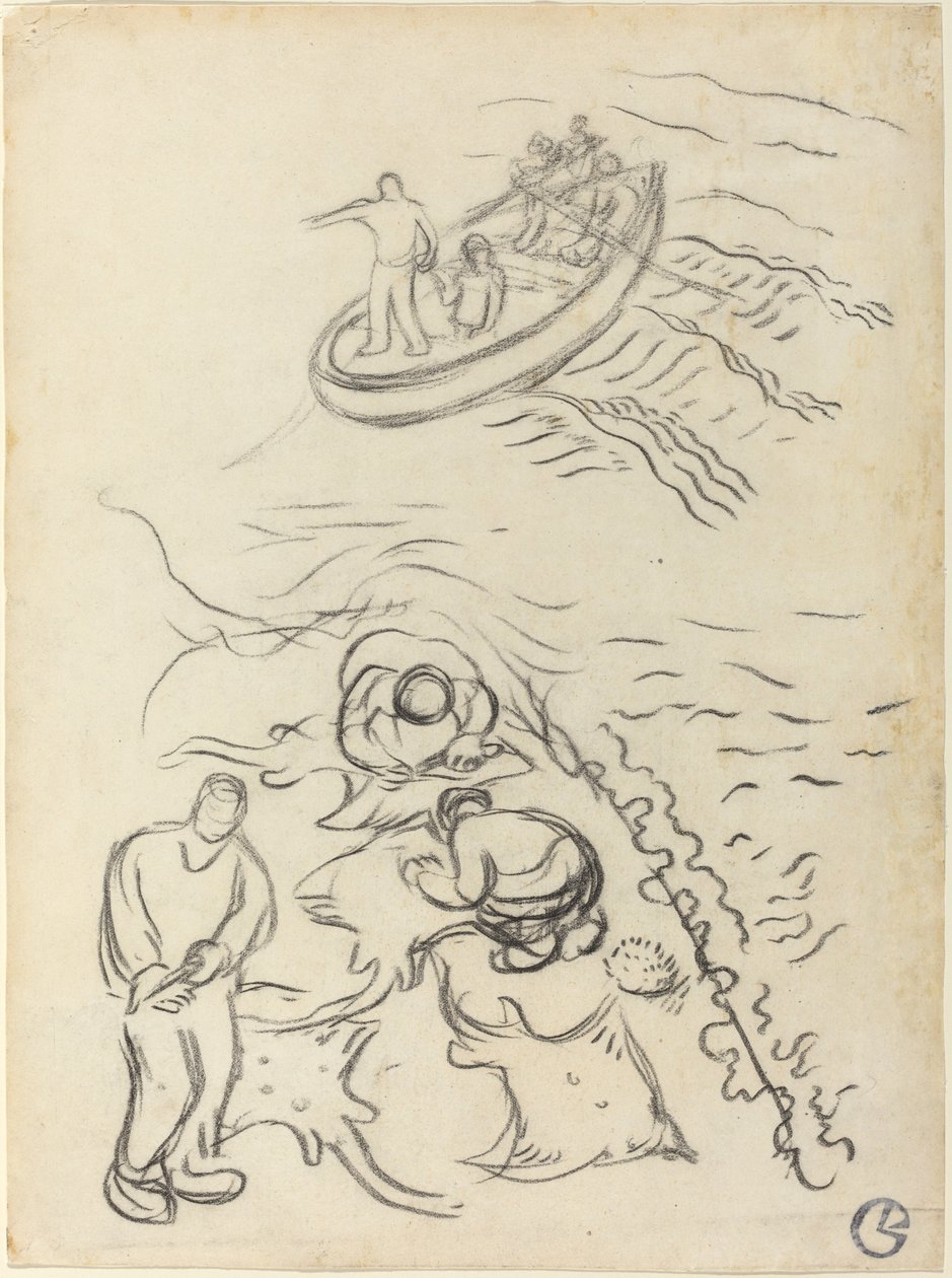 Estudo para "Os Pescadores" com Homens Esvaziando as Redes de Georges Lacombe