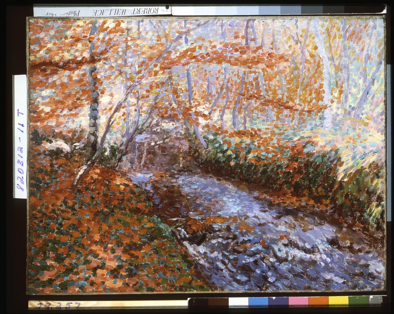 O rio Briante (Interior da floresta no Outono) (óleo sobre tela) de Georges Lacombe