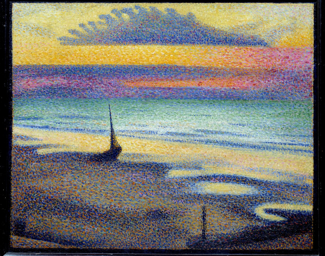 Praia em Heist (Knokke-Heist ou Knokke-Heist, Bélgica). Pintando Georges Lemmen (1865-1916) Ec. Bel. de Georges Lemmen