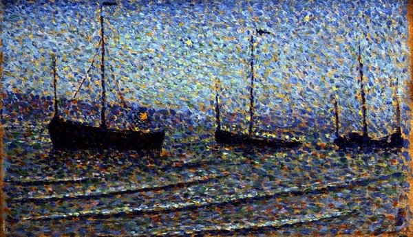 Barcos de Pesca, c.1891 (óleo a bordo) de Georges Lemmen