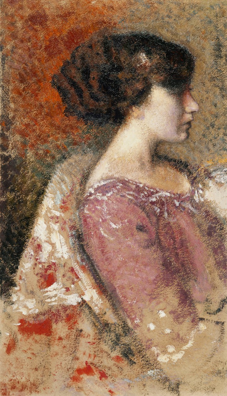 Retrato de uma jovem garota; Portrait de Jeune Fille - Retrato de uma jovem garota, de Georges Lemmen