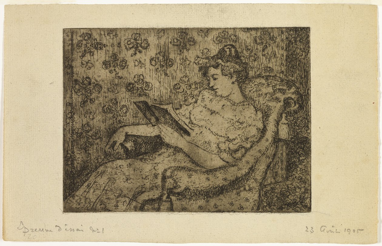 Mulher sentada lendo de Georges Lemmen