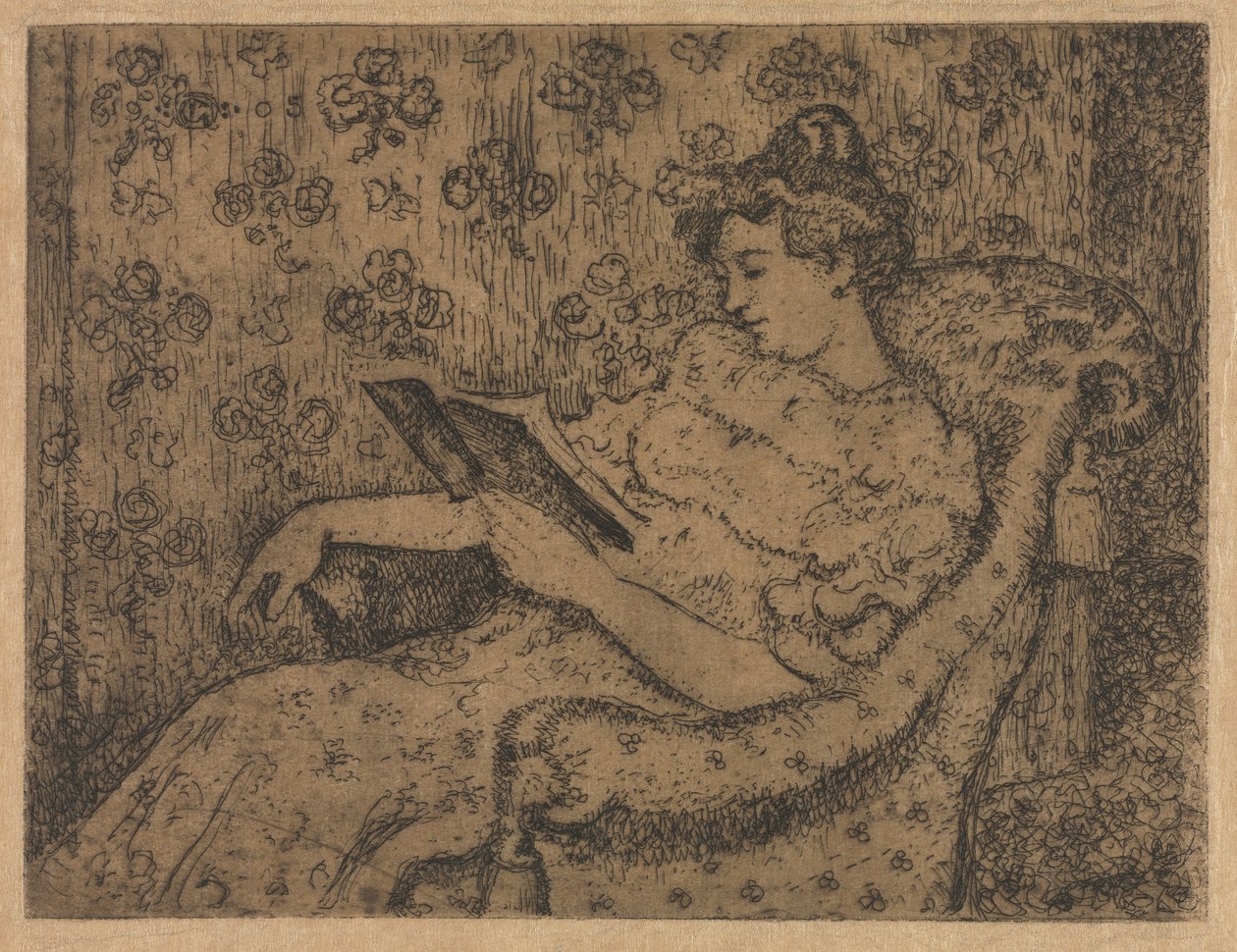 Mulher sentada lendo de Georges Lemmen