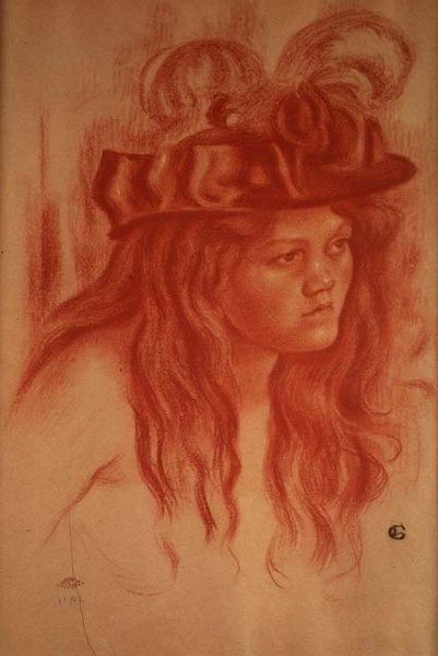 Menina com chapéu (lápis de cera) de Georges Lemmen