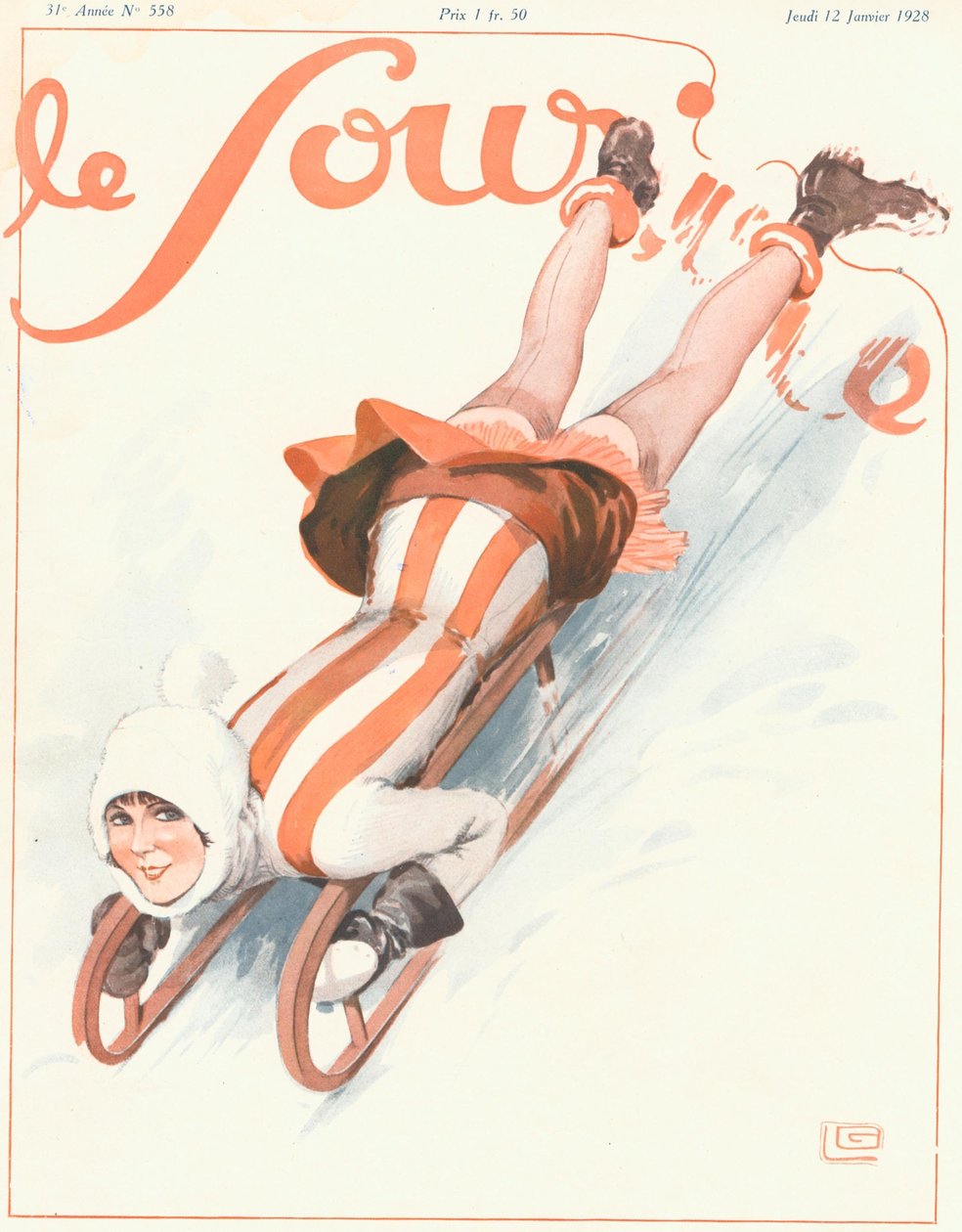 Capa de "Le Sourire", janeiro de 1928 (litografia a cores) de Georges Leonnec
