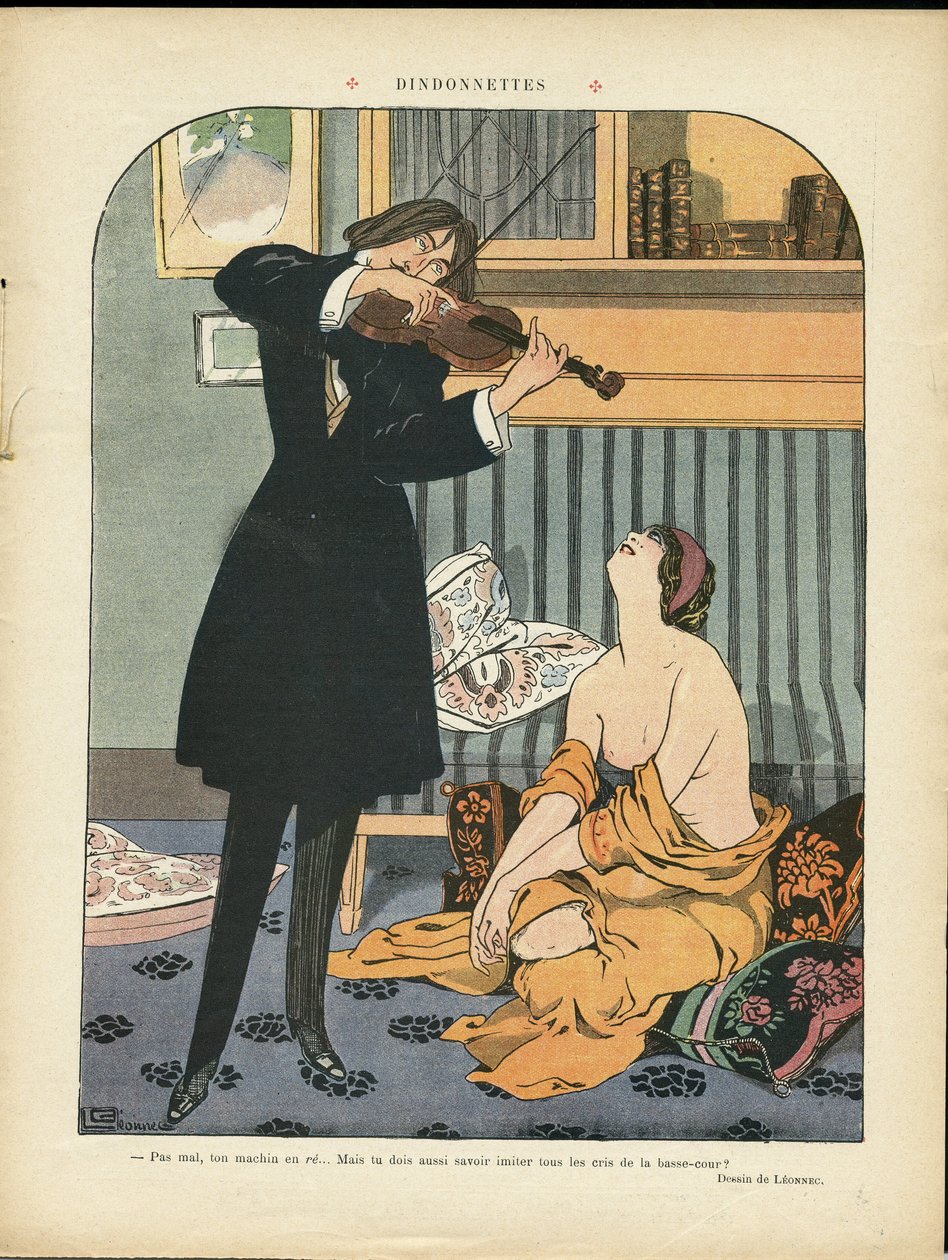 Ilustração de Georges Leonnec (1881-1940) in Le Rire, 21/09/12 - Turquia - Música, Violino de Georges Leonnec