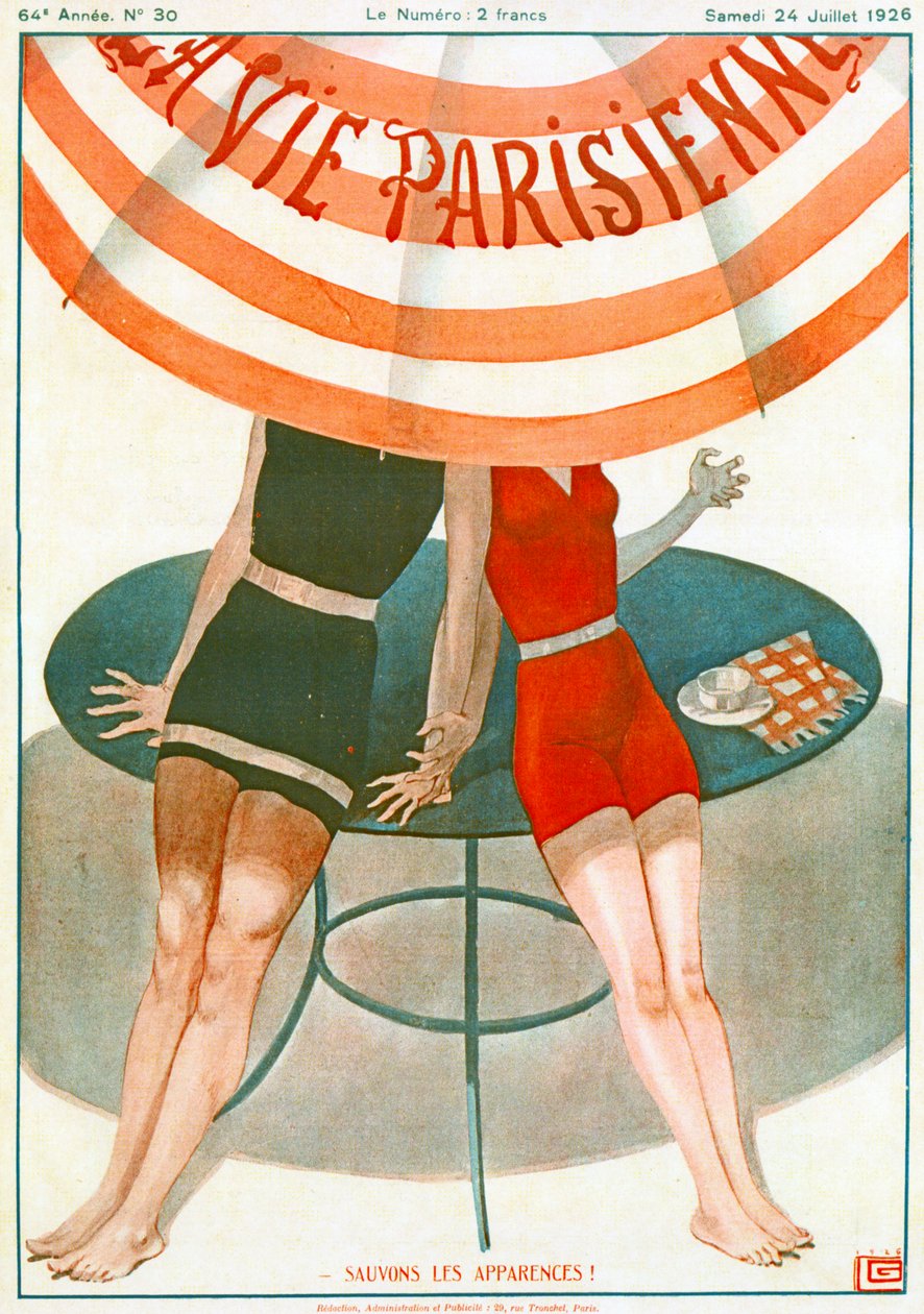 Os amantes de mãos dadas, Ilustração de "La Vie Parisienne" de Georges Leonnec