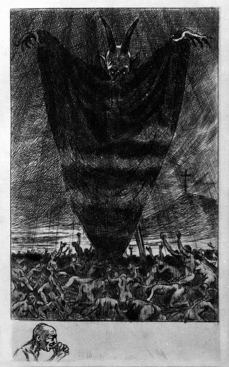 Ilustração de Georges Antoine Rochegrosse (1859-1938) para "Hymne a Satan" do poeta Charles Baudelaire (1821-1867) em "Les fleurs du mal". de Georges Marie Rochegrosse