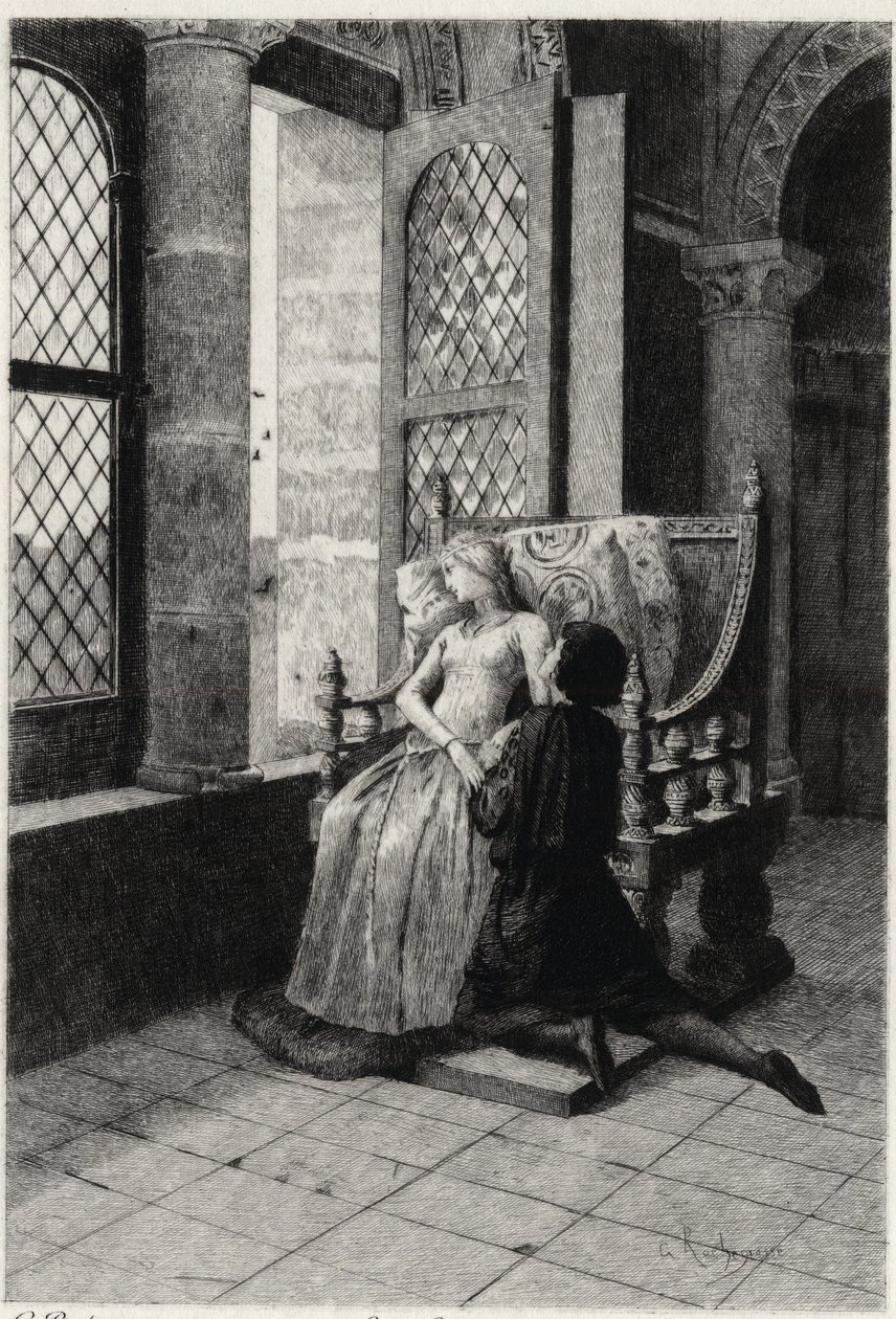 Ilustração de Georges Antoine Rochegrosse (1859-1938) para "The Burgraves" (primeira parte - cena III) drama histórico de Victor Hugo. de Georges Marie Rochegrosse