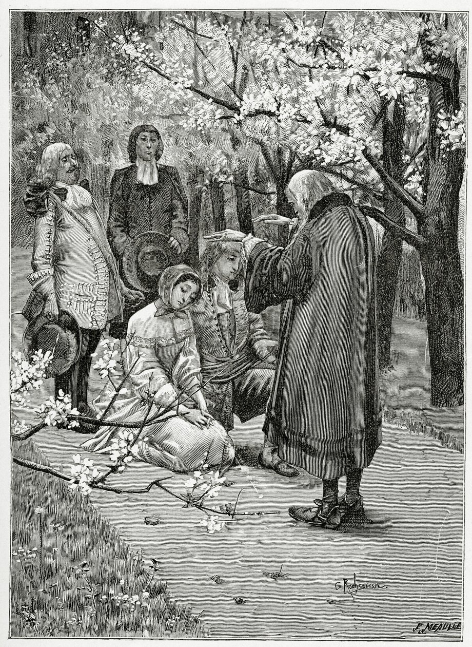 Casamento de Ethel e Ordener - ilustração de Han da Islândia, século XIX (gravura de bw) de Georges Marie Rochegrosse