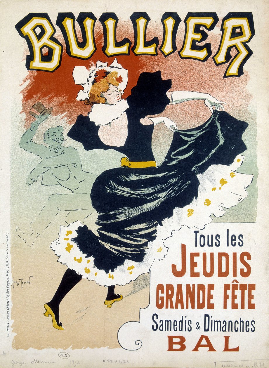 Cartaz "Bullier" para o baile - pub do final do século XIX de Georges Meunier