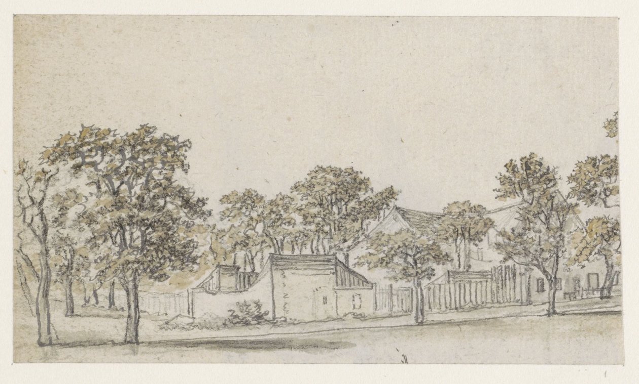 Grupo de casas entre árvores de Georges Michel
