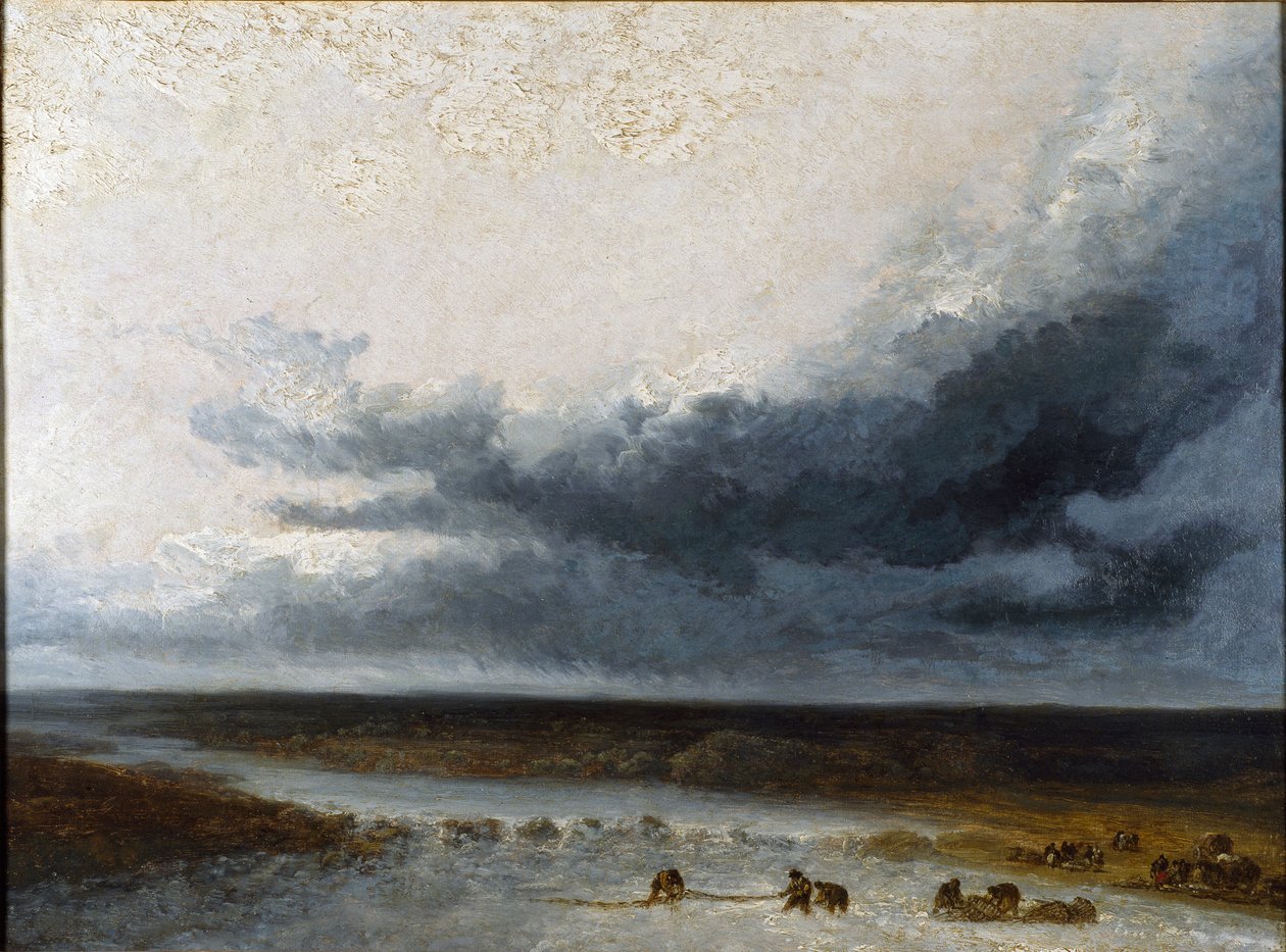 Paisagem com Pescadores na Boca do Rio, início do século XIX de Georges Michel