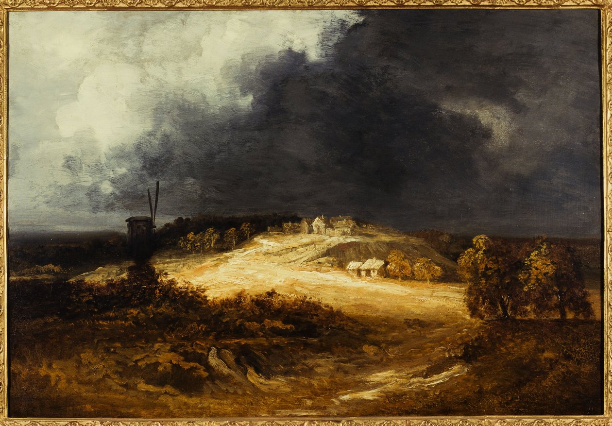 Moulins à Montmartre, ca. 1830 (óleo sobre papel, montado sobre tela) de Georges Michel