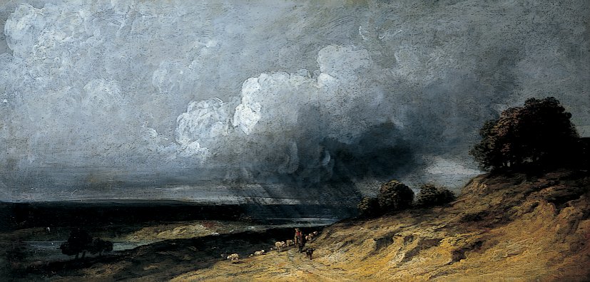 Tempestade sobre Montmartre, c.1763 - 1843 (óleo sobre papel) de Georges Michel