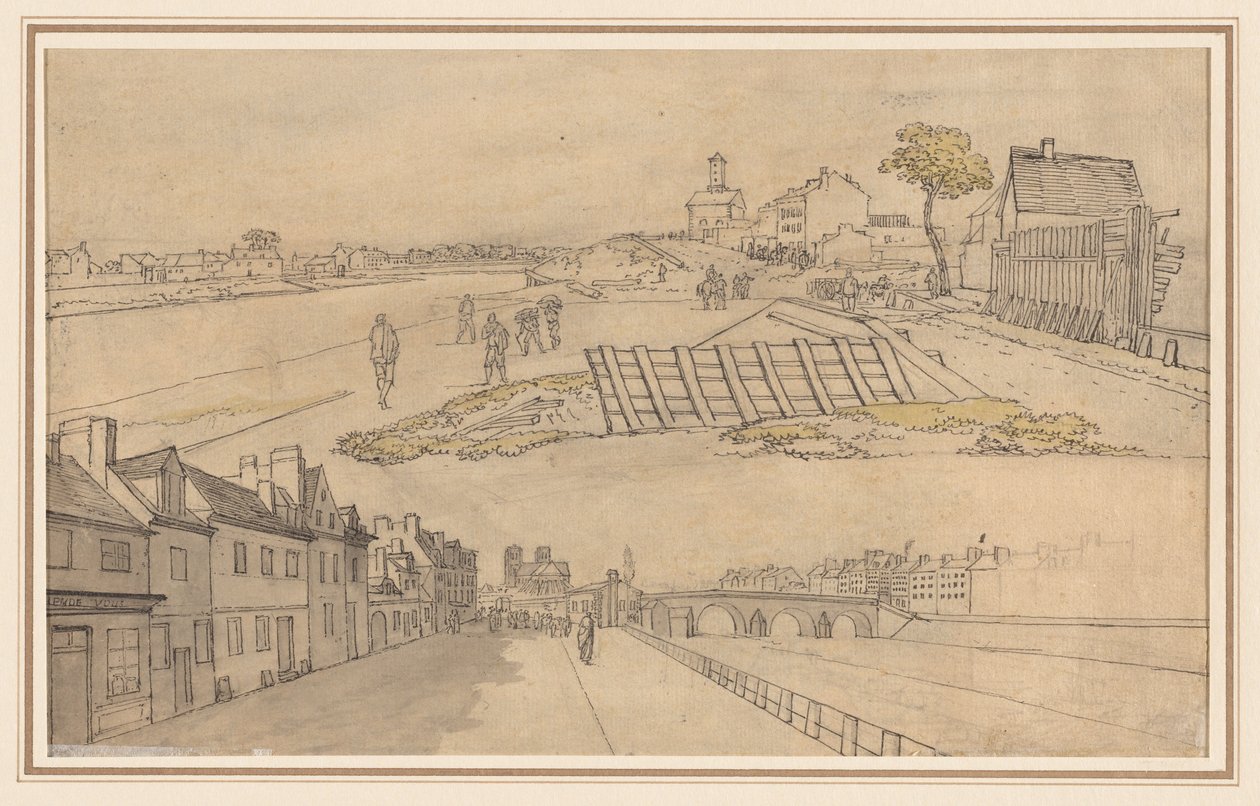 Duas vistas de Paris, primeiro semestre de 1800. de Georges Michel