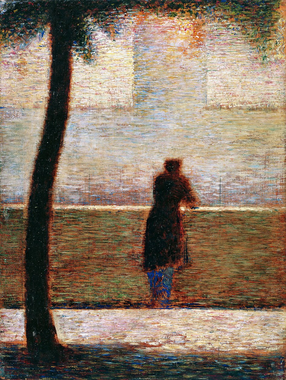 Um homem encostado em um parapeito, ca. 1881 de Georges Pierre Seurat