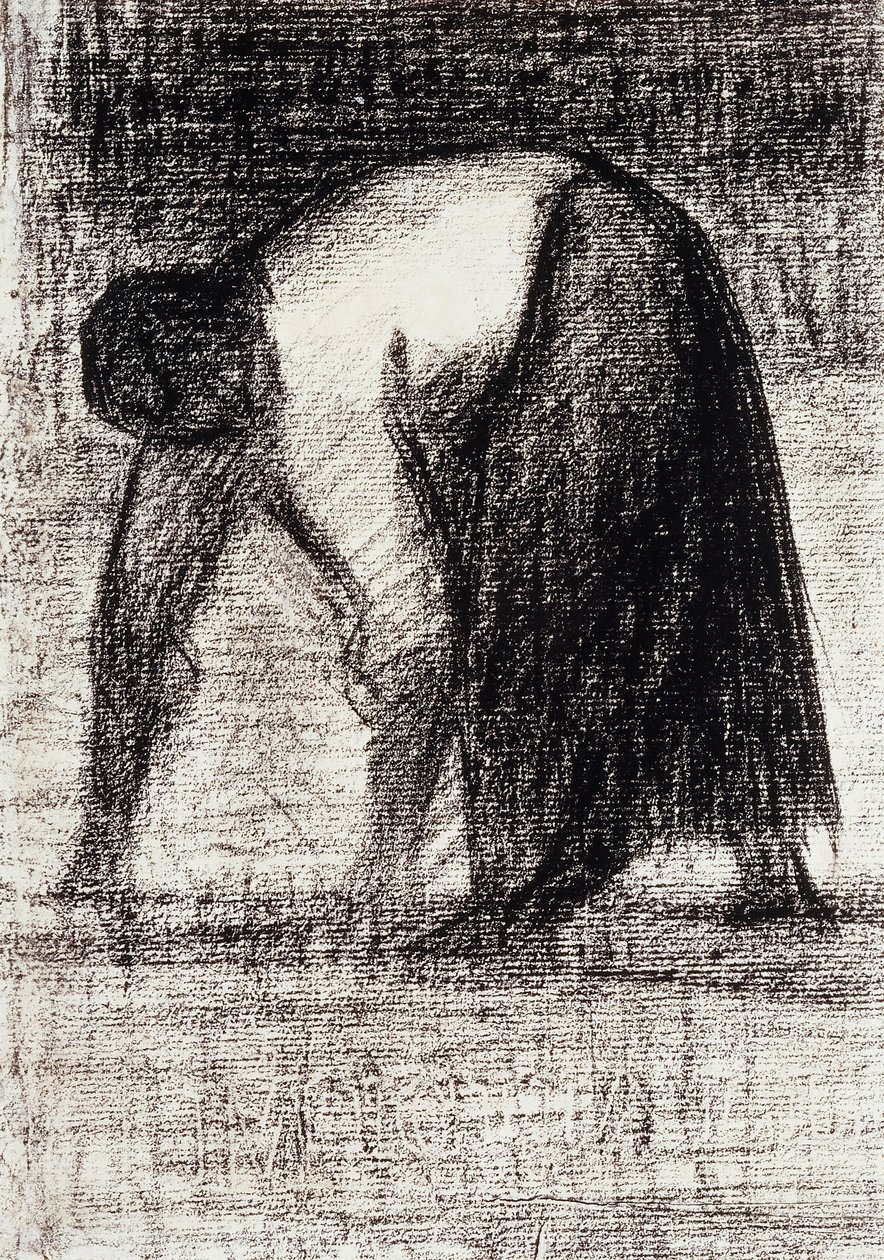 Uma camponesa com as mãos no chão; Paysanne les Mains au Sol, c.1882 de Georges Pierre Seurat