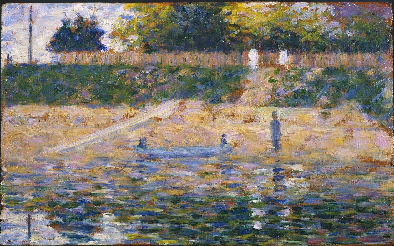 Barcos perto da praia em Asnieres, ca. 1883. de Georges Pierre Seurat