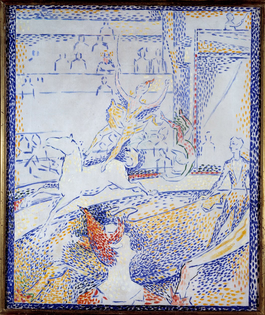Circo Uma dançarina a fazer um número acrobático a cavalo e um palhaço. Esboço de Georges Seurat (1859-1891) 1891 Sun. 0,55x0,46 m Paris, musee d