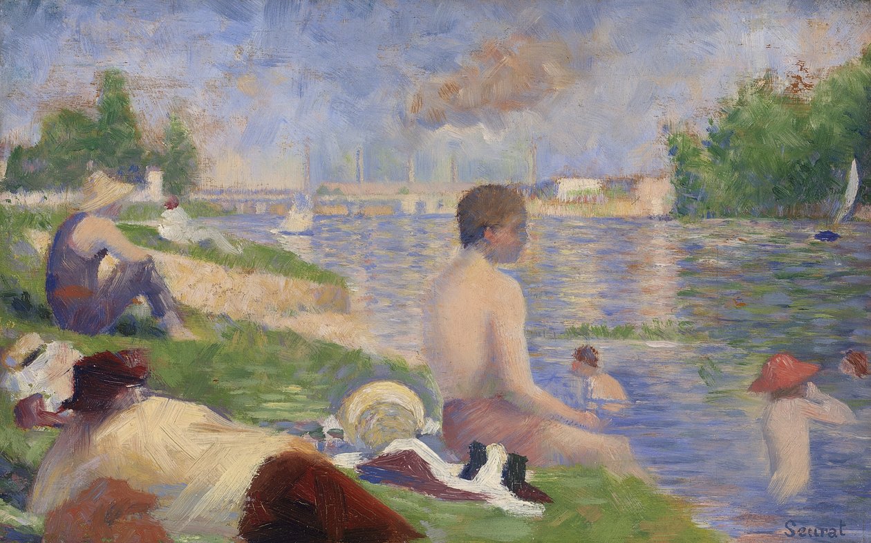 Estudo final para banhistas em Asnières, 1883 de Georges Pierre Seurat