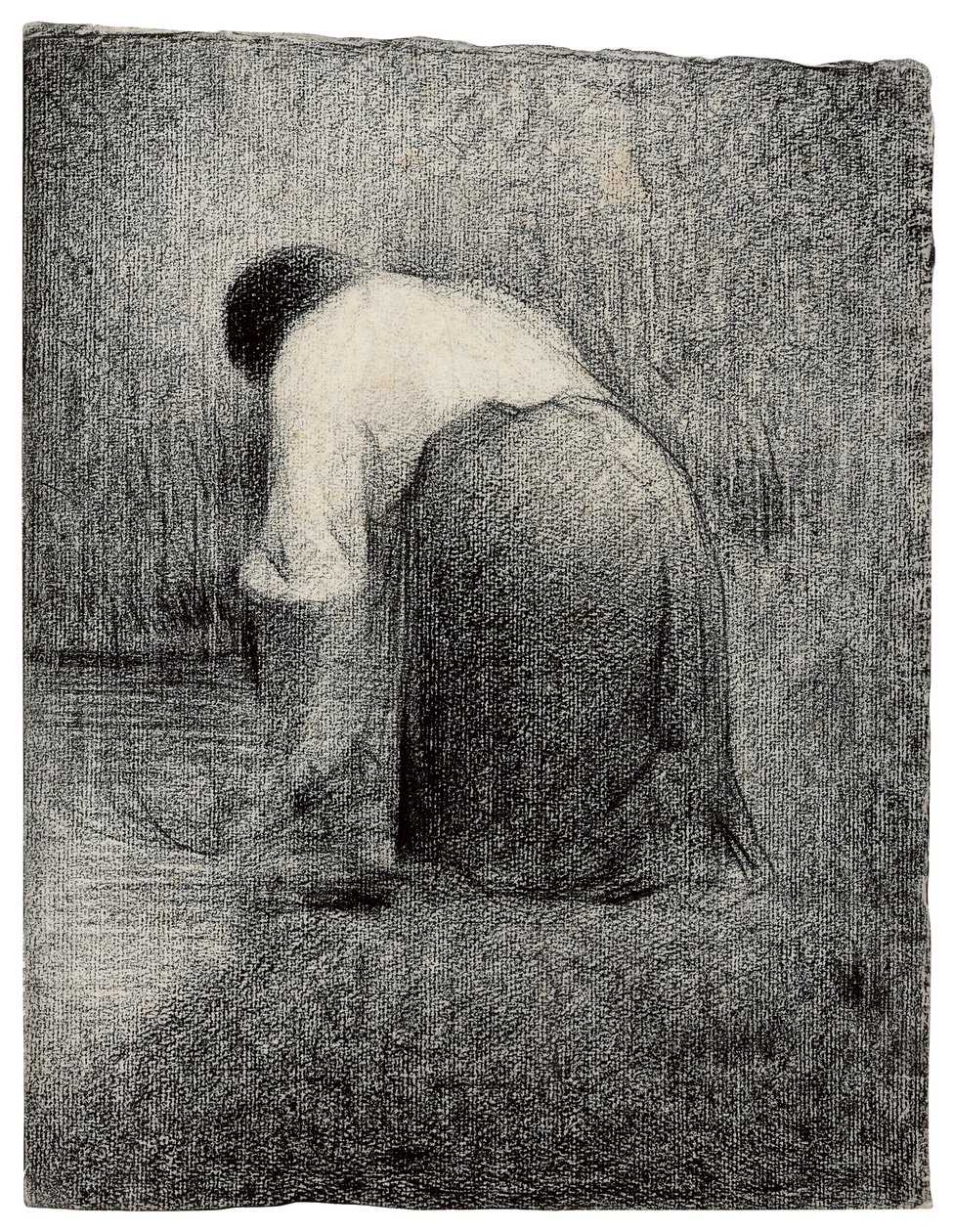 Mulher ajoelhada; Mulher ajoelhada, c.1881 de Georges Pierre Seurat