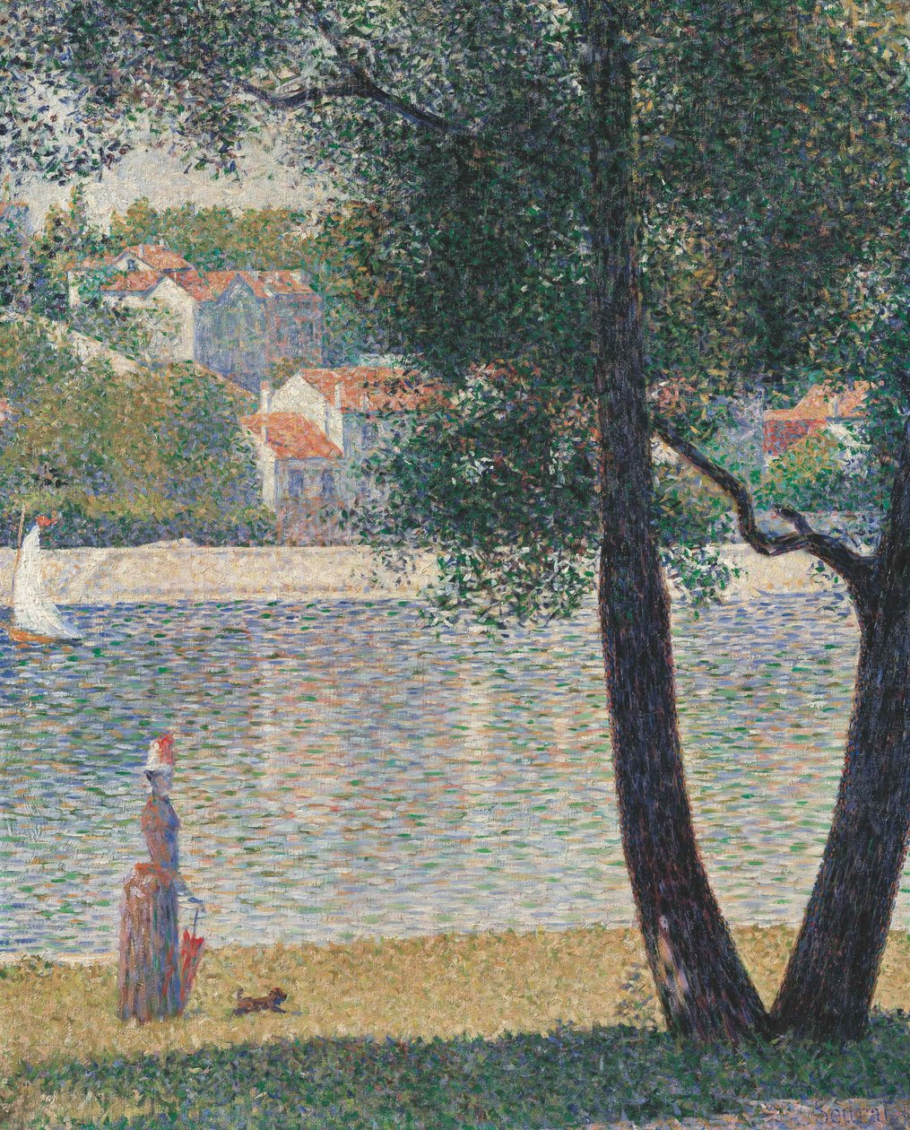 O Sena em Courbevoie, 1885. de Georges Pierre Seurat