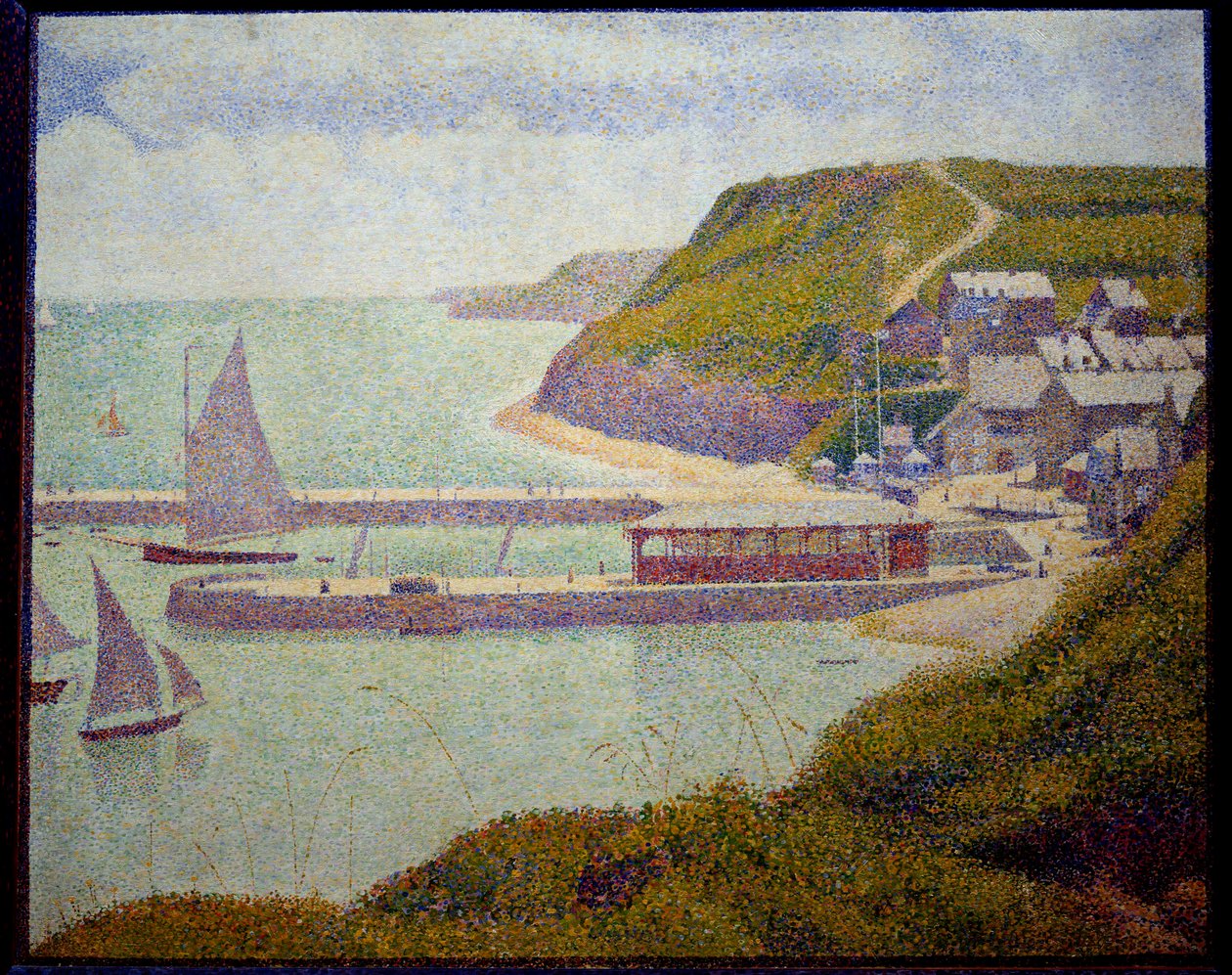 Port en Bessin, antes de porto, maree haute Painting by Georges Seurat (1859-1891) 1888 Sun. 0,67x0,82 m. Paris, Musee d
