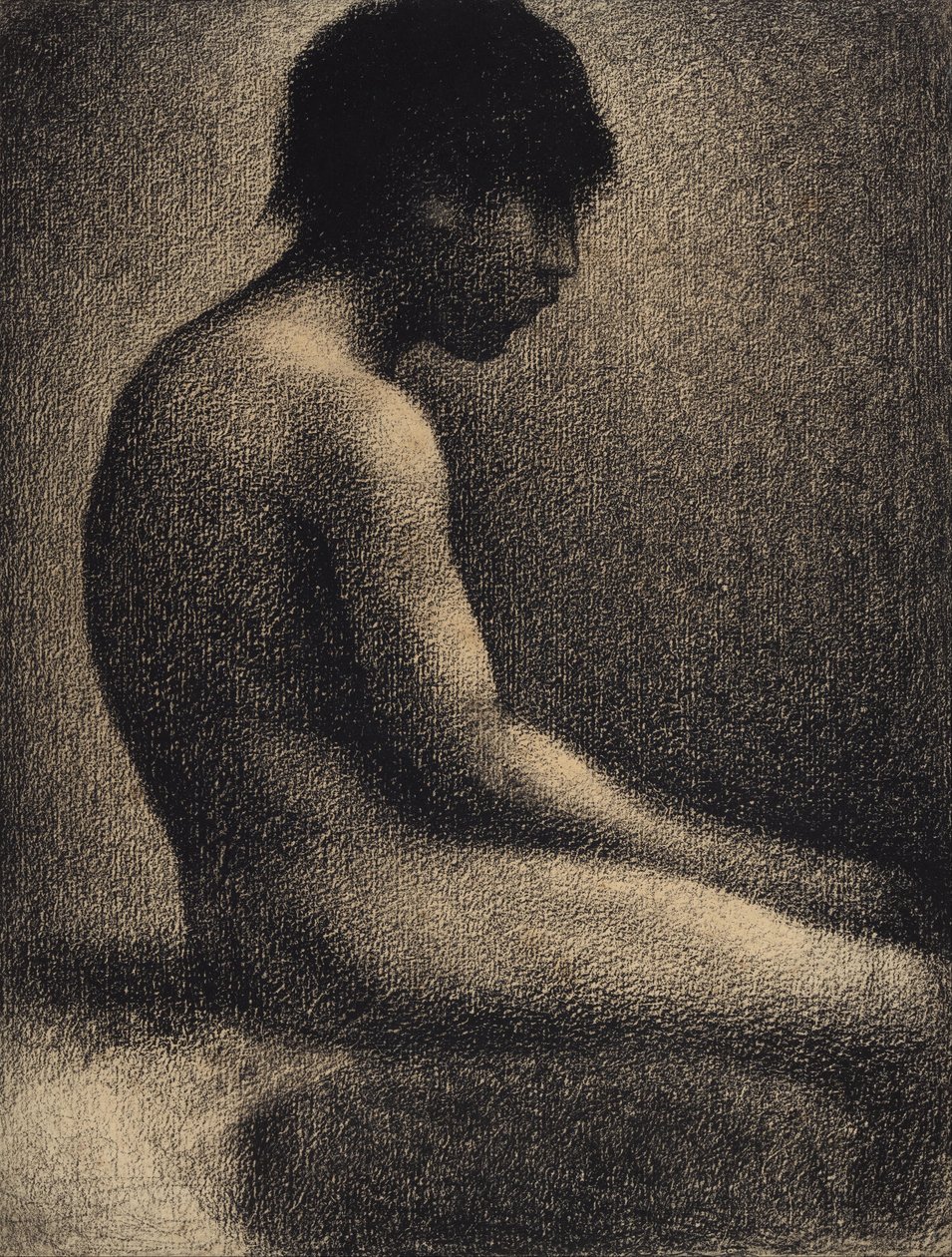 Nu sentado. Estudo para Une Baignade, 1883. de Georges Pierre Seurat