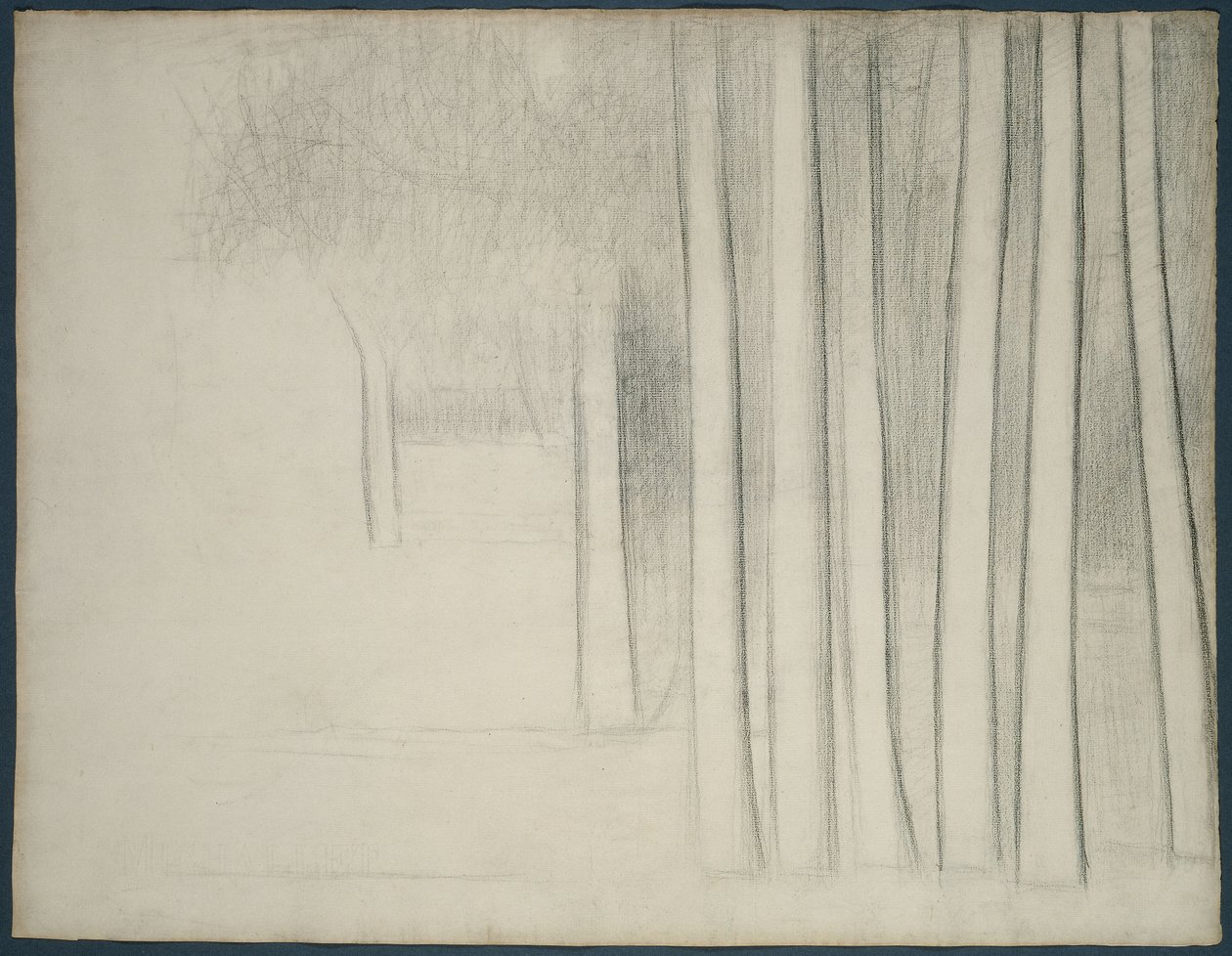 Troncos de árvores (estudo para La Grande Jatte) de Georges Pierre Seurat