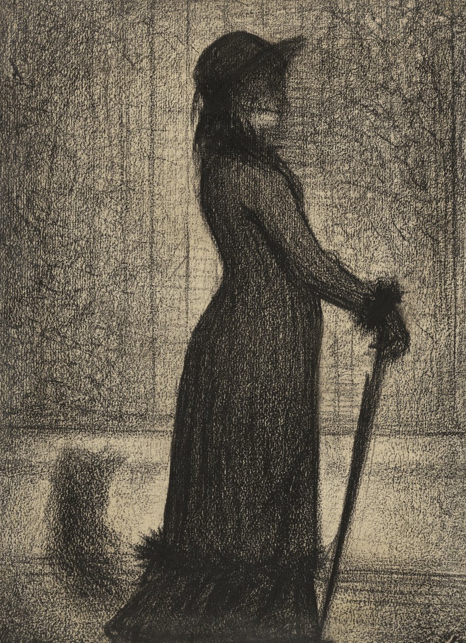 Une Elegante, Mulher passeando, c.1884 (conto a lápis no papel de Michael) de Georges Pierre Seurat